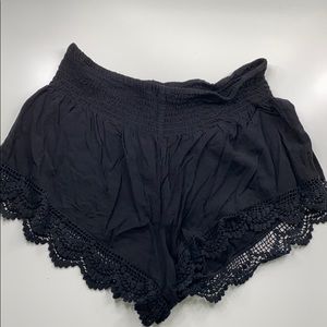 Black Lace Trimmed Shorts